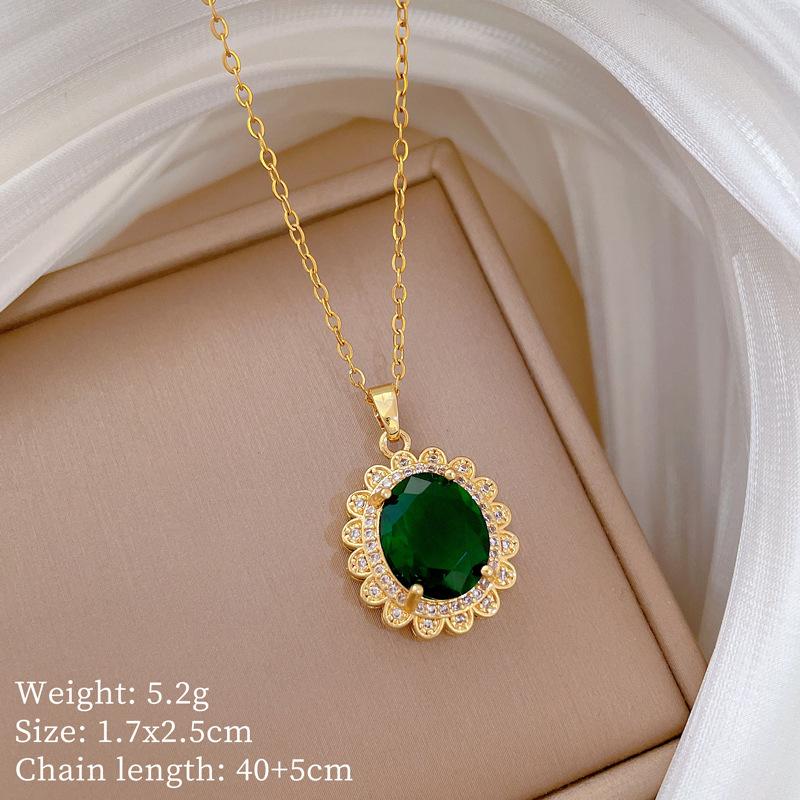 Multi-Element Style Copper Micro-Inlaid Necklace Combination Female Real Gold Electroplated Exquisite Collarbone Chain