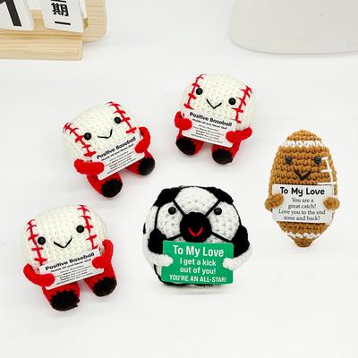 Lustig Positiv Baseball Umarmung Taschenumarmung Mini Handgemachte Gestrickte Puppe Niedliche Desktop Dekoration Geburtstagsfeiertagsgeschenk Heimdekoration