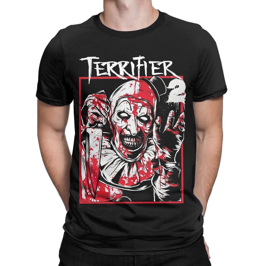 Cool Terrifier 2 Movie Art The Clown T-Shirts for Men O Neck 100% Cotton T Shirts  Short Sleeve Tees 6XL Clothing