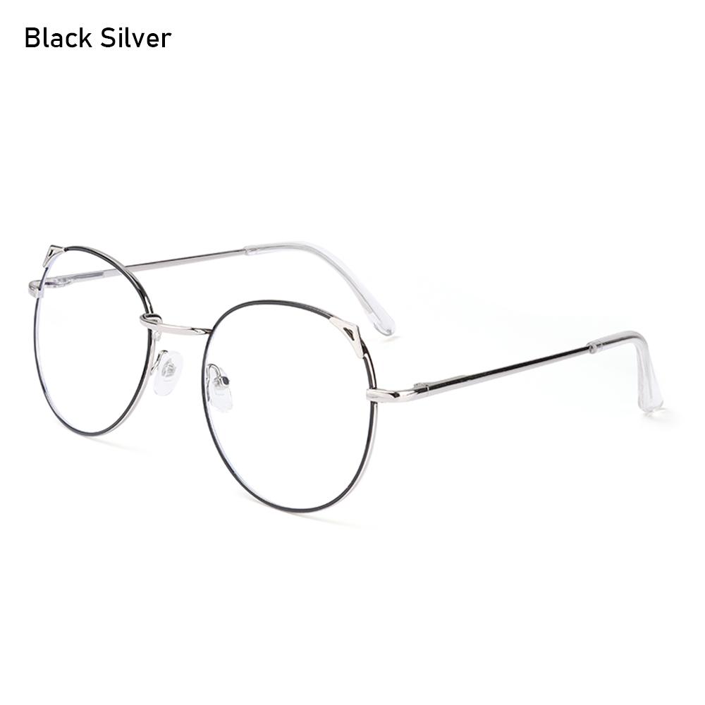 Trendy Office Anti Blue Light Glasses for Women Cute Cat Ears Eyewear Blue Rays Blocking Eyewear Classic Metal Frame Eyeglasses