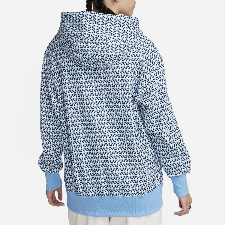 Nike Sportswear Phoenix All Over Print Hoodie Women hoodies Blue FN0366-412