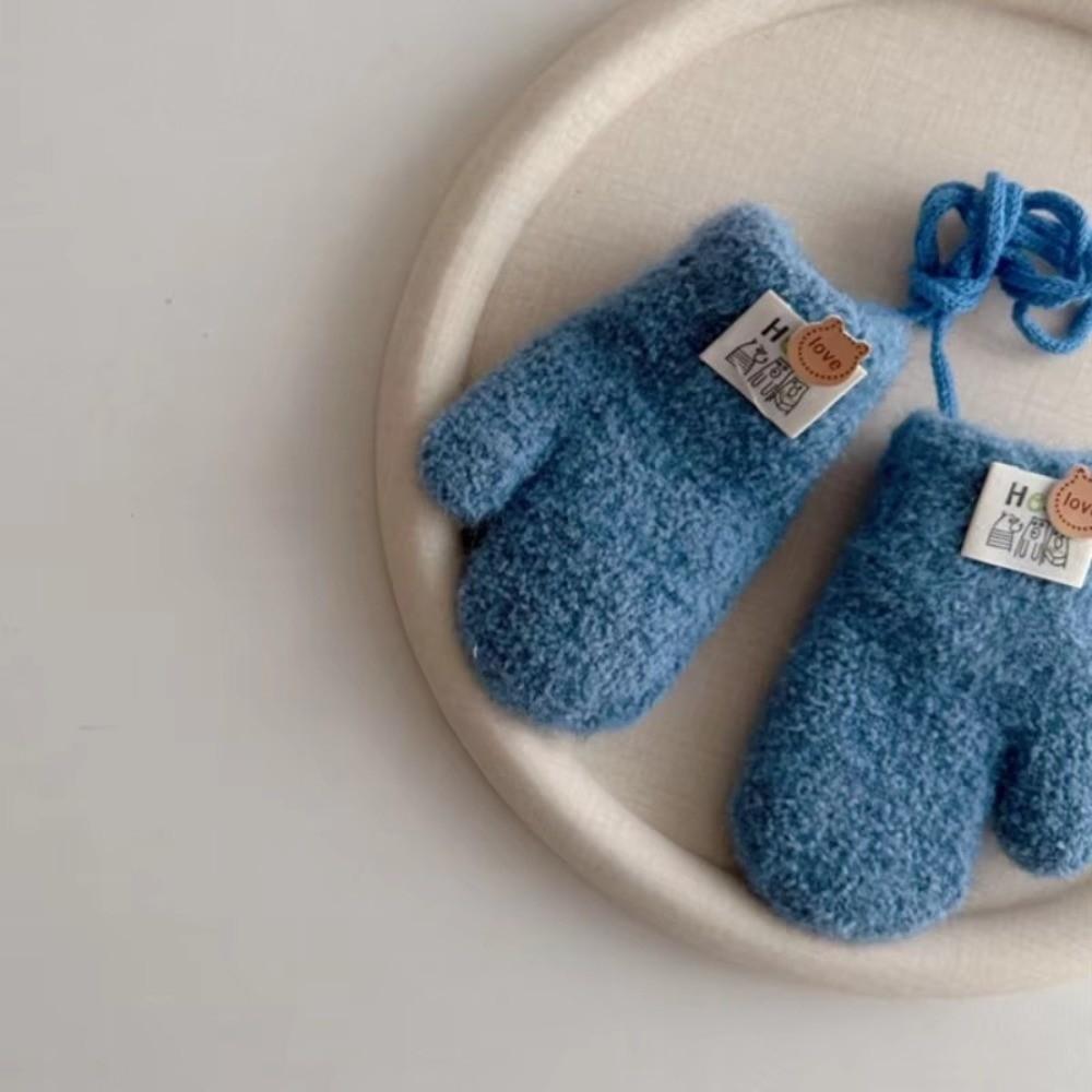 0-3Y Baby Baby Plush Gloves Thick Plush Full Finger Gloves New Warm Snow Gloves  Autumn Winter