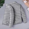 Herren Baumwolljacke Stehkragen Langarm Reißverschluss Knopfleiste Jacke Mantel mit Taschen Einfarbig Gesteppt Lässige Daunenjacke