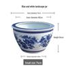 Blue & White Ceramic Large Outdoor Vase for Lotus, Aquatic Plants, or Fish