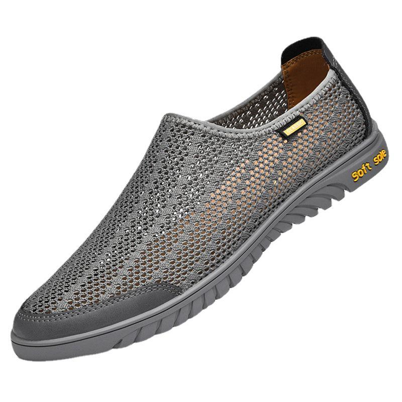Men's Breathable Mesh & Cowhide Slip-On Loafers