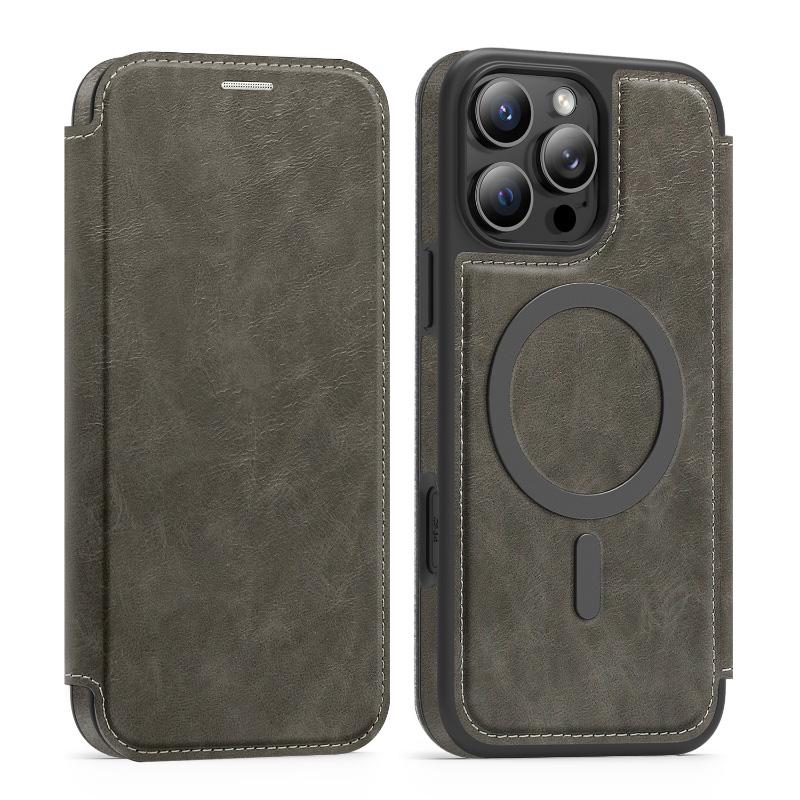 For Magsafe Magnetic 360°Full Protection Leather Holder Wallet Card Slot Phone Case For iPhone 16 Pro Max E 14 12 13 15 Pro Max