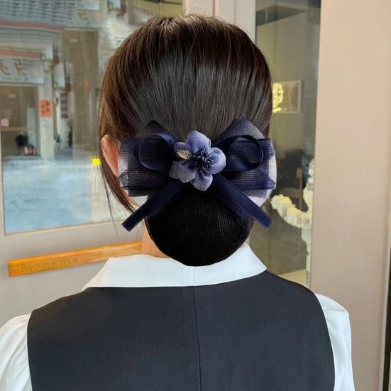 Women Hair Net Mesh Head Flower Headdress Floral Hair Adornment Versatile Decorative Hair Mesh Hair Styling Tool