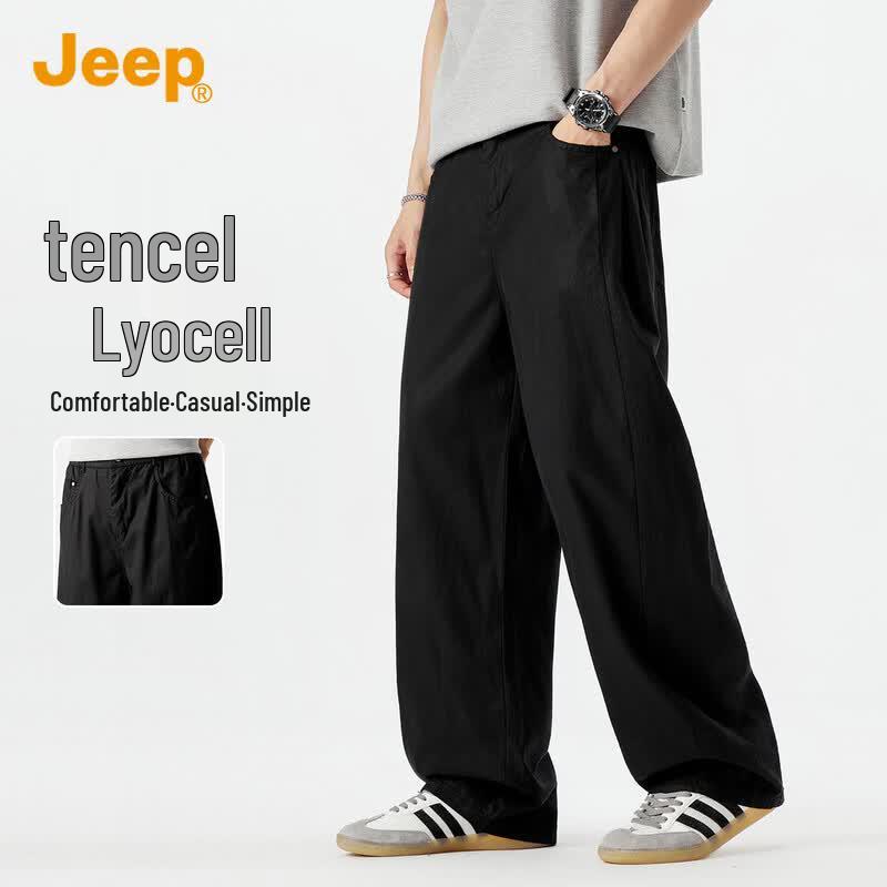 JEEP Men s Lyocell Blend Loose Wide-Leg Casual Pants M