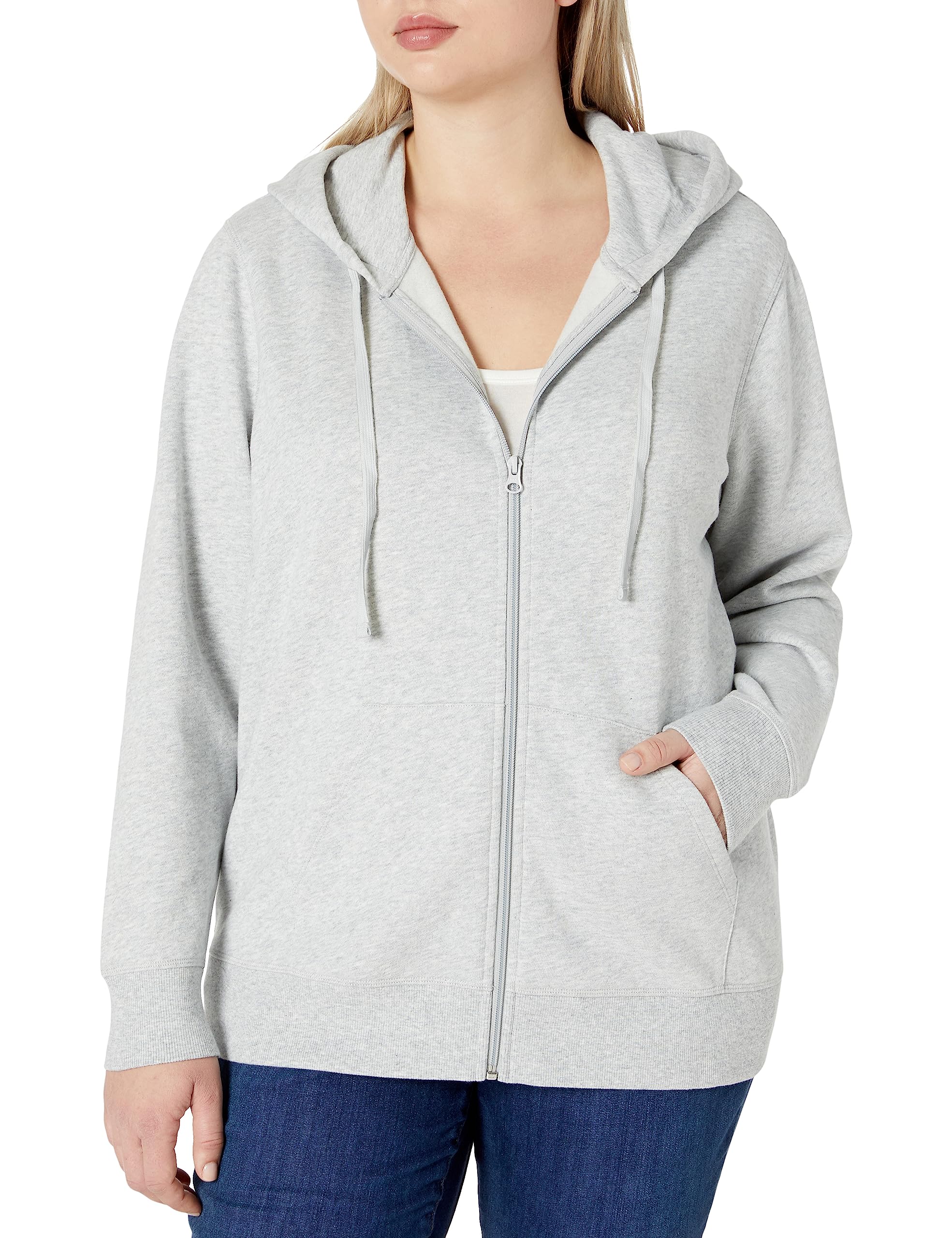 

Amazon Essentials Fleece Heather Light Size M Women s Zip-Up Hoodie, Gray,