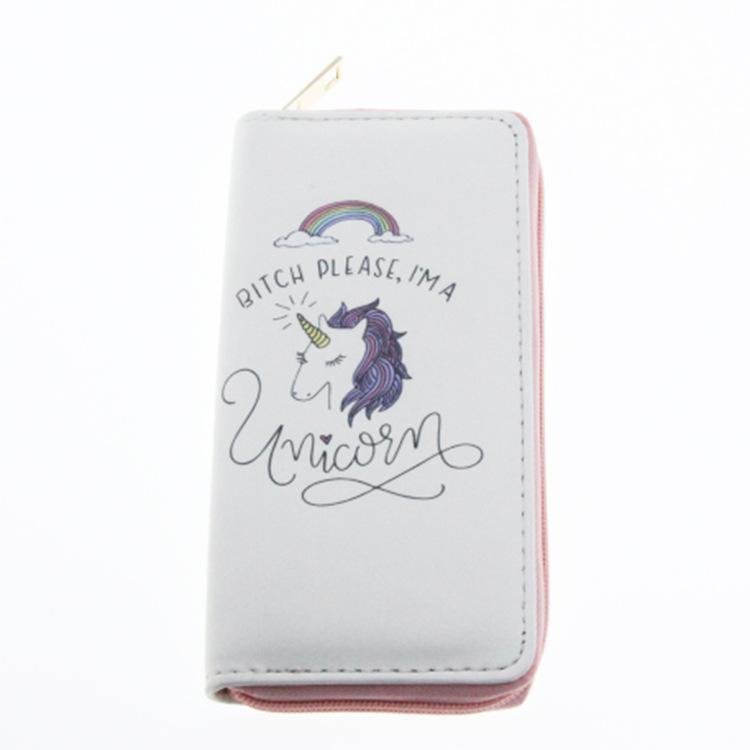 Anime peripheral unicorn long zipper wallet, wallet clutch
