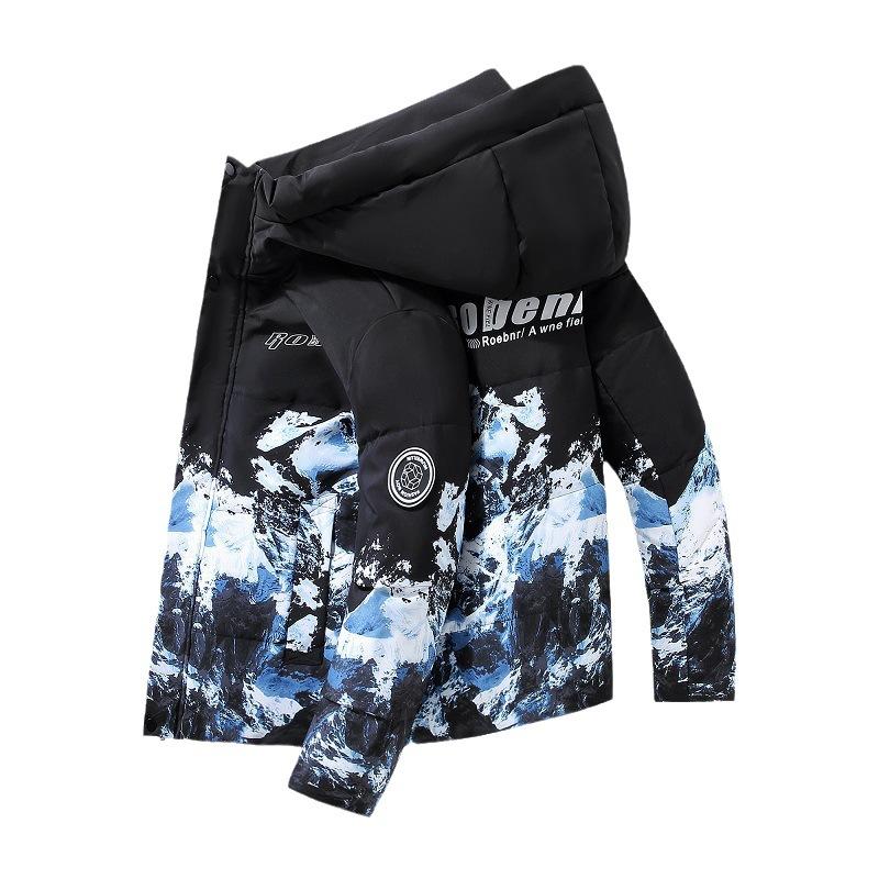 2025 New Down Jacket Young Men's Winter Outdoor Thickened Warm Hooded Jacket Korean Version of Snow Mountain Trend
