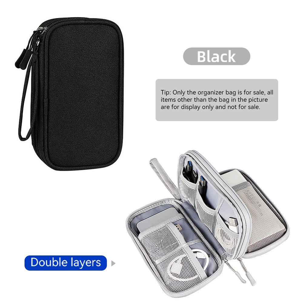Datenkabel Aufbewahrungstasche Wasserdichte Reise-Organizer-Tasche Tragbare Tragetasche Doppellagige Aufbewahrungstasche für Kabel, Schnur, USB-Ladegerät