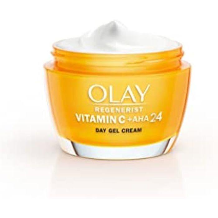 Olay Gel Cream AntiManchas Vitamine C + AHA24, avec vitamine C, AHA et niacinamide pour un teint lumineux et uniforme, 50 ml