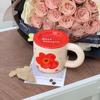 Mug with Lid with High Appearance Design Sense Home Water Cup for Girls and Students Cup Ceramic Coffee Cup