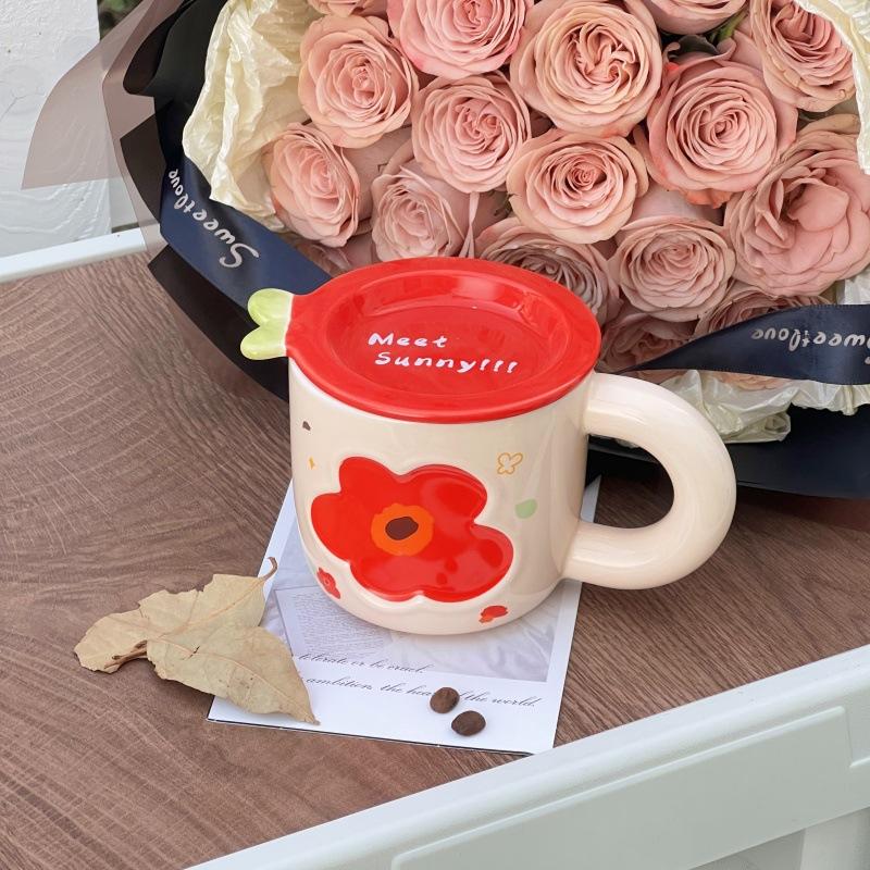 

Mug with Lid with High Appearance Design Sense Home Water Cup for Girls and CampusUses Cup Ceramic Coffee Cup Strong 320ml