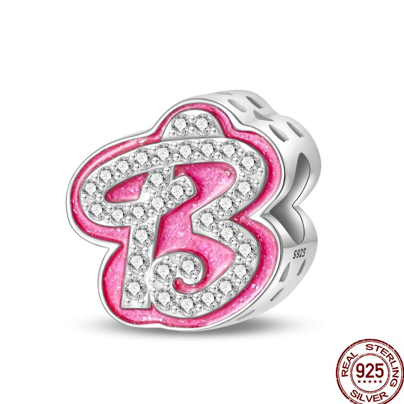 Copper Pink 26 Letters Valentine'S Day Gift Beads Suitable For Pan Original Bracelet Diy Birthday