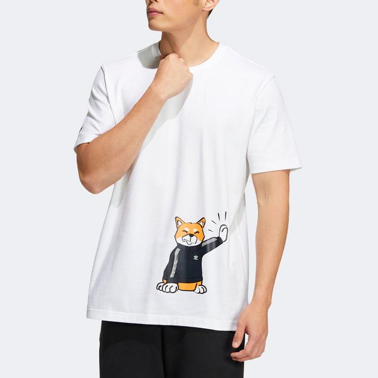 Adidas Originals Trefoil Cartoon Animal Print Short Sleeve T-Shirt Men Tops White H49575