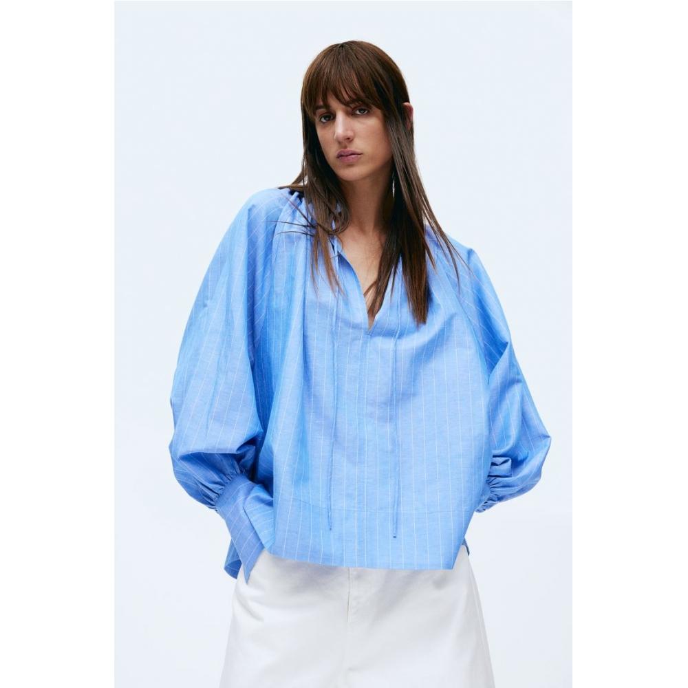 

Блузка с объемными рукавами HM, синяя полоска