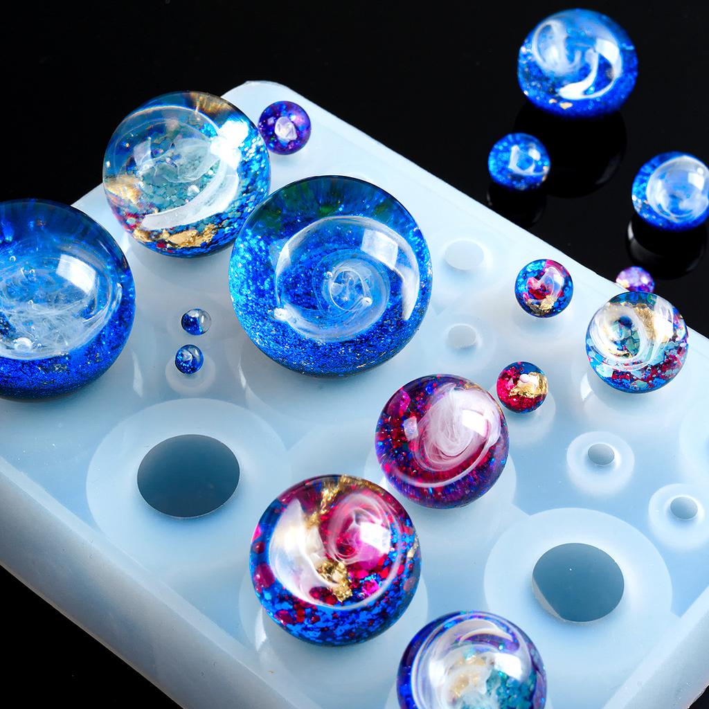 20 Cavity Round Beads Silicone Mold 3D Mixed Size Planet Ball Casting Molds For DIY Resin Jewelry Making Supplies Accessories