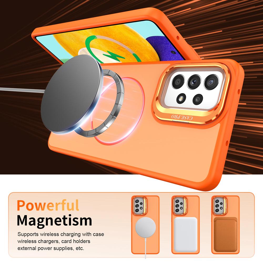 KEYSION Matte Skin Feel Lens Stand Phone Case for MagSafe for Samsung A52 A52S 5G Magnetic Shockproof Cover for Galaxy A13 4G 5G