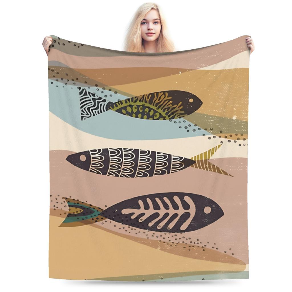 Retro Sardines Plush Blanket Girls Boys Flannel Throw Blanket For Couch Chair Sofa Super Soft Custom Quality Bedspread Gift