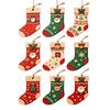 9 pcs 2D Flat Christmas Tree Ornament Sock Shape Hanging Decoration Cartoon Xmas Pendant  Winter