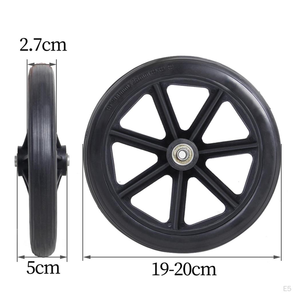 2Pcs Replacement Front Wheels, 8inch Wear Resistant Anti Slip PVC Rollers Wheels Casters for