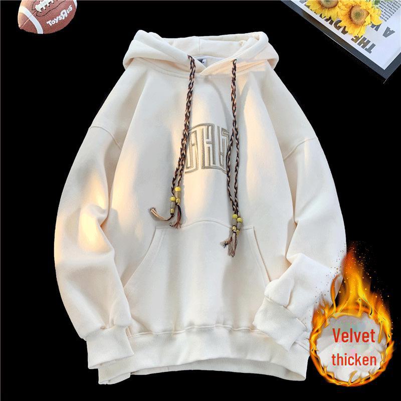 Men's Trendy Purple Oversized Hooded Sweatshirt - Autumn/Winter 2023, Plus Velvet, Thickened, Large Size