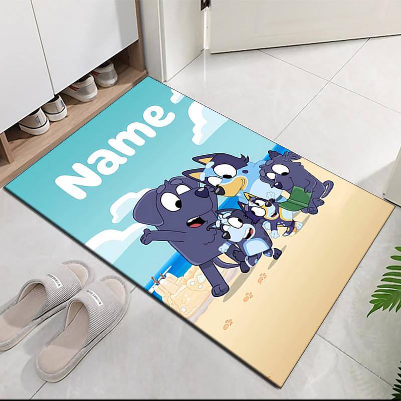 Custom Name Bluey Printed Carpet, Rug for Office Chair Living Room Bedroom Kitchen Room Decor Gifts.