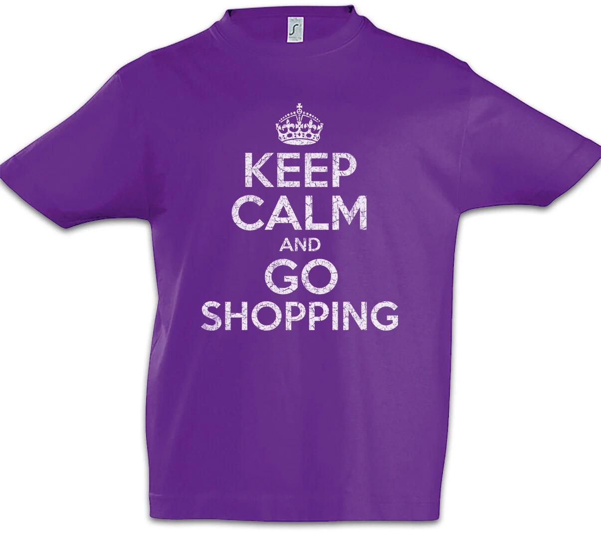 Keep Calm And Go Shopping Kids Boys kids boys T-Shirt Fun Shop Girls Women 130