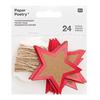 Hang Tags - RICO DESIGN - Kraft Stars &; Red - 24 Pieces - Party Decoration - Mixed
