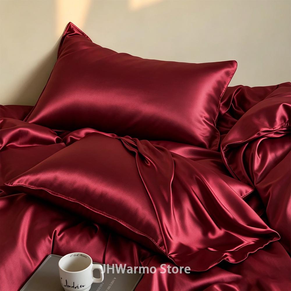 100% Silky Smooth Solid Color Pillowcase Like Silk Satin Pillow Cover Hair Beauty Soft Comfortable Pillow Case Home Decor