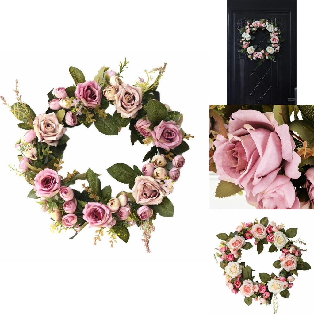 Exquisite Artificial Peony Rose Flower Hanging Door Garland Wreath For Parties