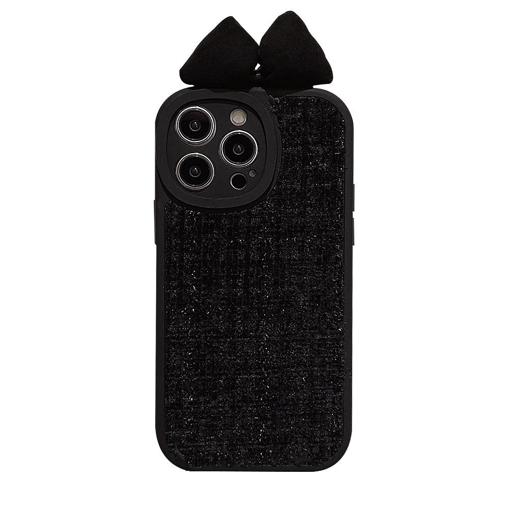 Black Small Fragrance Bow IPhone 16 Apple 13 Mobile Phone Case 15promax Light Luxury 11 Suitable for 11 Velvet 12