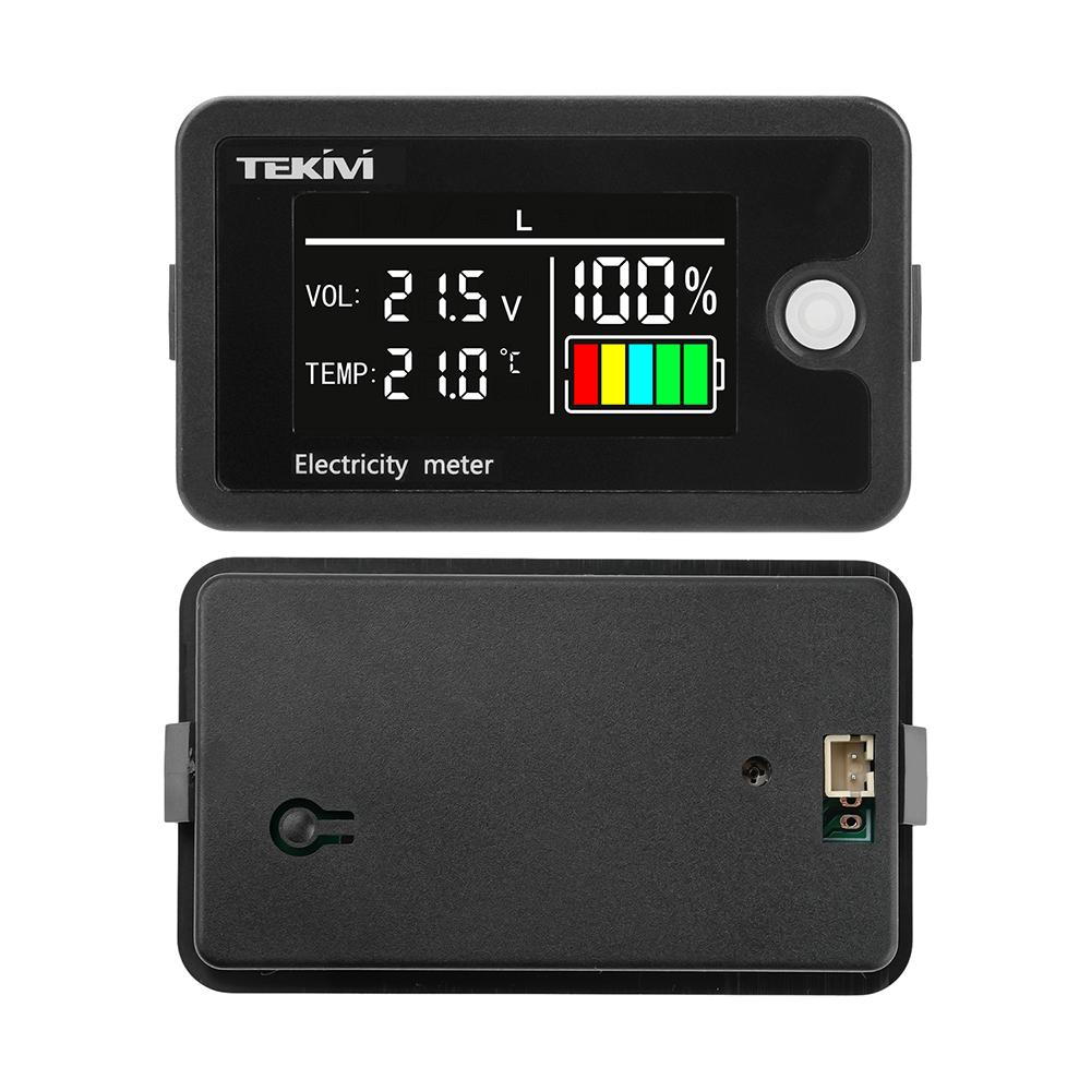DC8-100V Universeller LCD Digitaler Batteriekapazitätsanzeiger Voltmeter Wasserdichter Spannungs-Leistungsanzeiger mit Temperaturwarnung