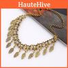 Vintage Legering Blad Hänge Halsband Med Kristaller För Konstnärliga Kvinnor