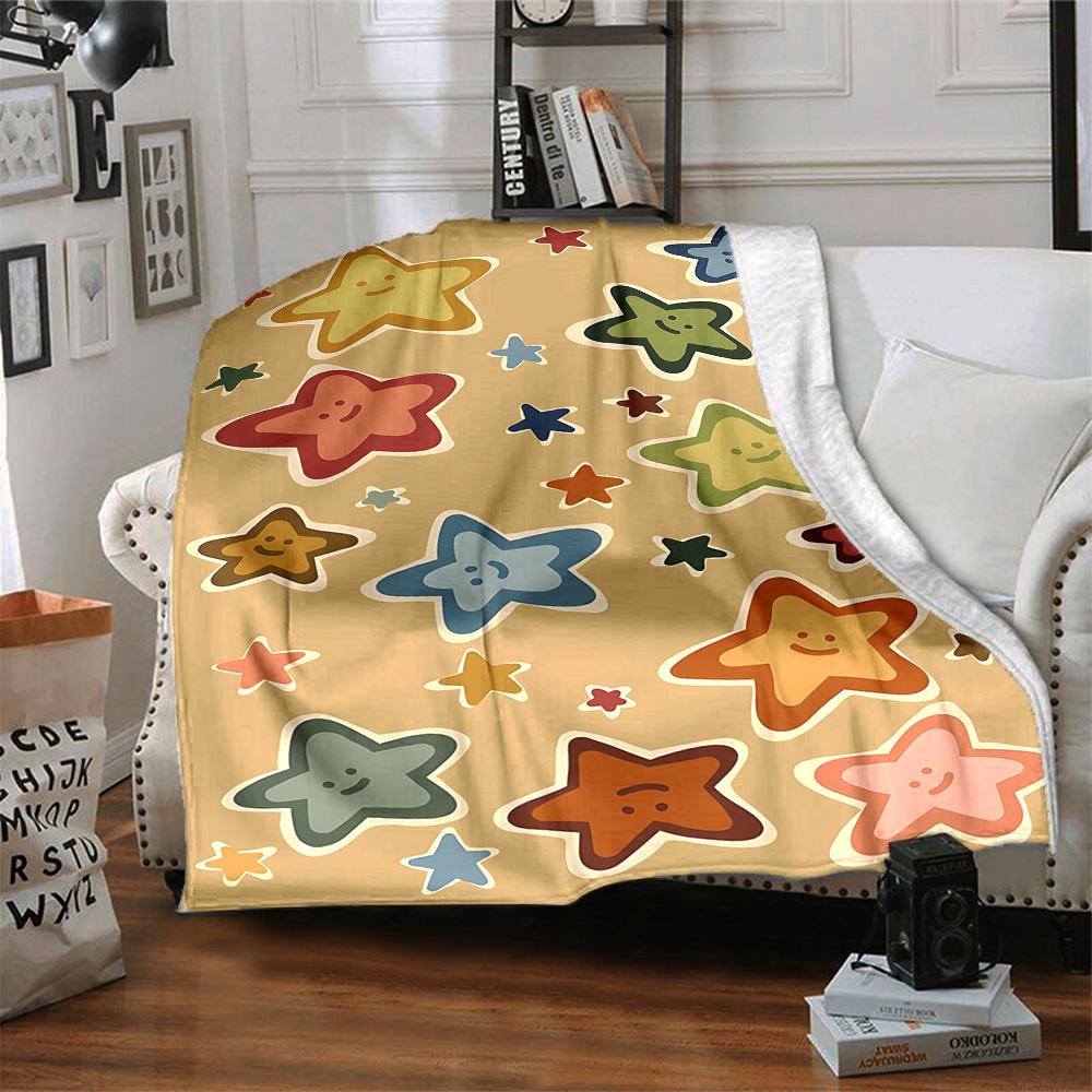 1pc Starry Night Colorful Print Blanket   Lightweight Flannel Throw Blanket For Sofa, Bed, Living Room, Office, Outdoor Travel, Camping