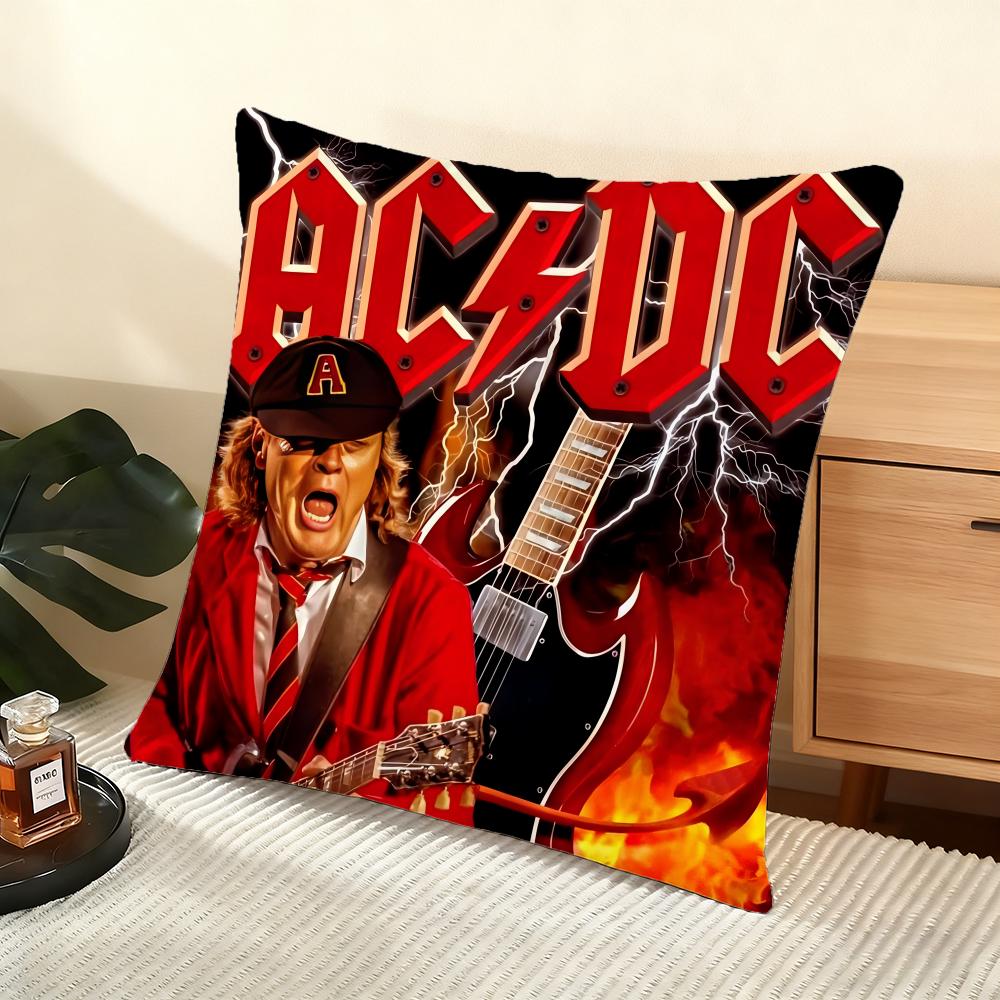 Kuddfodral Silkeslen Kort Plysch Hemmasoffa Kuddfodral - Dold Dragkedja Heminredning A-A-ACDC Rockband