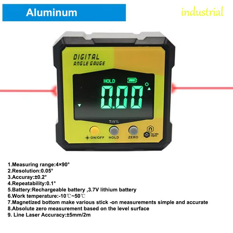 Digital Protractor Laser USB Inclinometer 360° Level Angle Finder High Precision Goniometer Magnet Tilt Measuring Tools