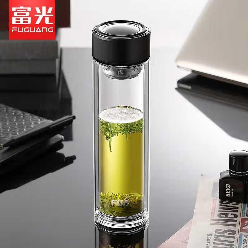 FUGUANG Double Wall Glass Tea Bottle with Infuser