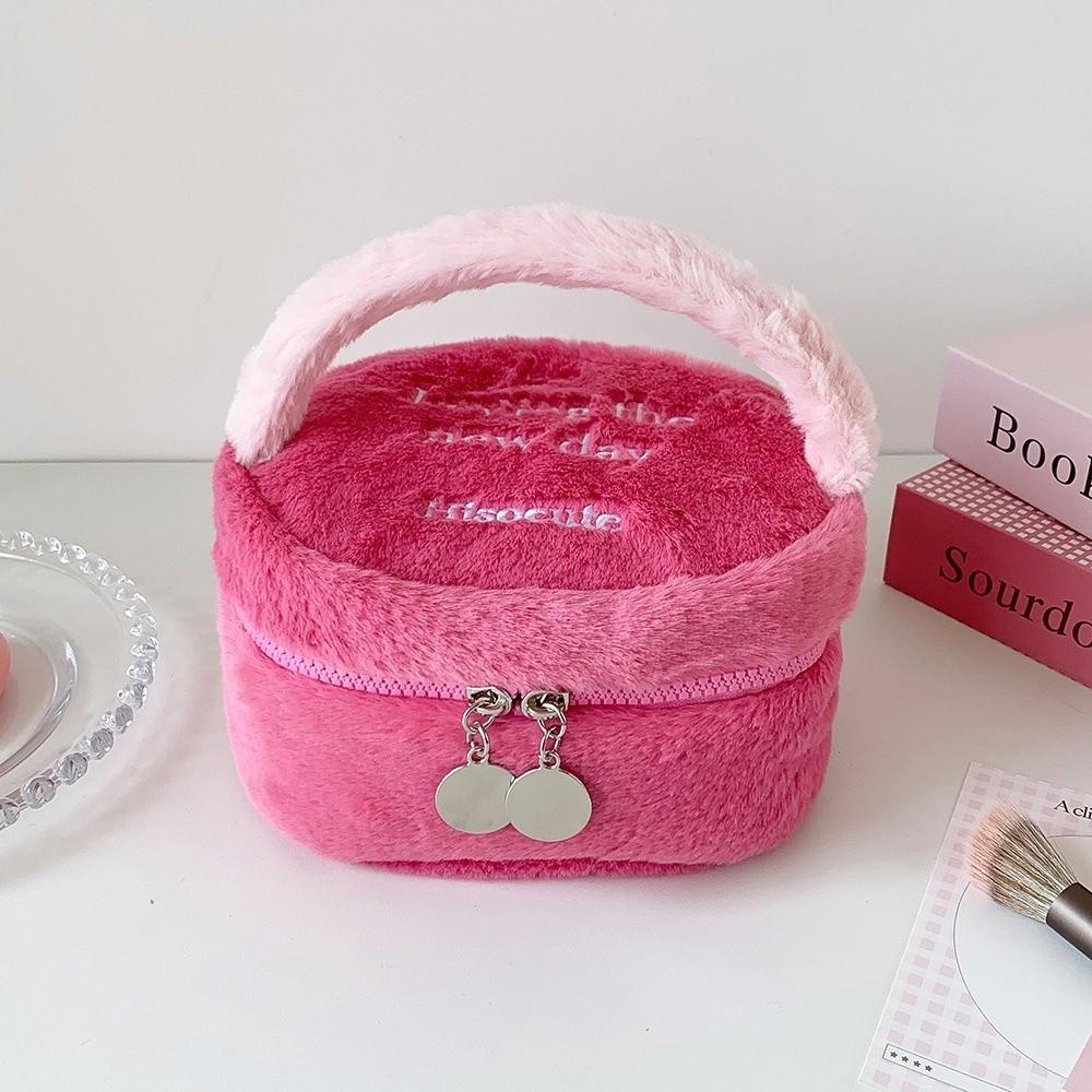 Portable Plush Plush Cosmetic Bag Cosmetic Travel Organizer Makeup Bags Large Capacity Wash Pouch Storage Toiletry Bag Outdoor
