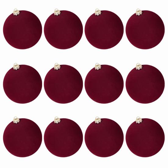 12 Pcs Velvet Christmas Ball Ornaments 2.4 Inches Flocked Shatterproof Plastic Balls Xmas Tree Hanging Decorations for Holiday Party Home Decor