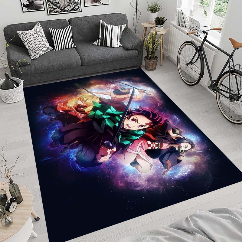 Anime-themed Kamado Nezuko Kimetsu No Yaiba Rug, Suitable for Playrooms, Bedrooms, Living Rooms, Sofas, and Other Home Décor;