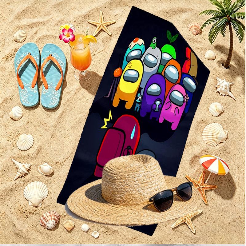 Among Us Print Beach Towel, Versatile Lightweight Absorbent Beach Towel for Pool Surf Yoga Bathroom, Perfect Birthday Holiday Gift