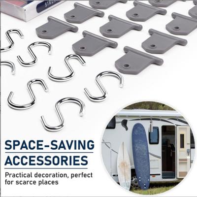 For 8PCS RV Awning Side Hooks Outdoor Clothes Drying Hooks Camper RV Traveler Awning S-Hooks