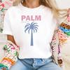 Casual T-Shirt Summer Palm Pattern Cartoon Women's Round Neck Short Sleeve Basic Top Regular Versatile Popular Beach T-Shirt