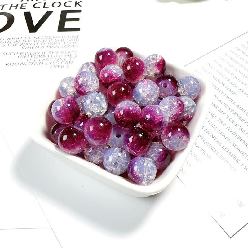 10mm Crackle Glass Round Beads, Loose Spacer Beads DIY Accessories for Bracelet Making 50pcs