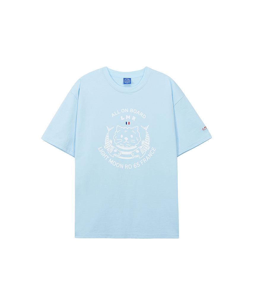 Lmr French Marine Artwork T-Shirt Light Blue