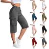 Damen Mid-Waist Relaxed Fit Cargo-Shorts mit elastischem Bund hinten, Knopf- und Reißverschluss, Mehrere Taschen