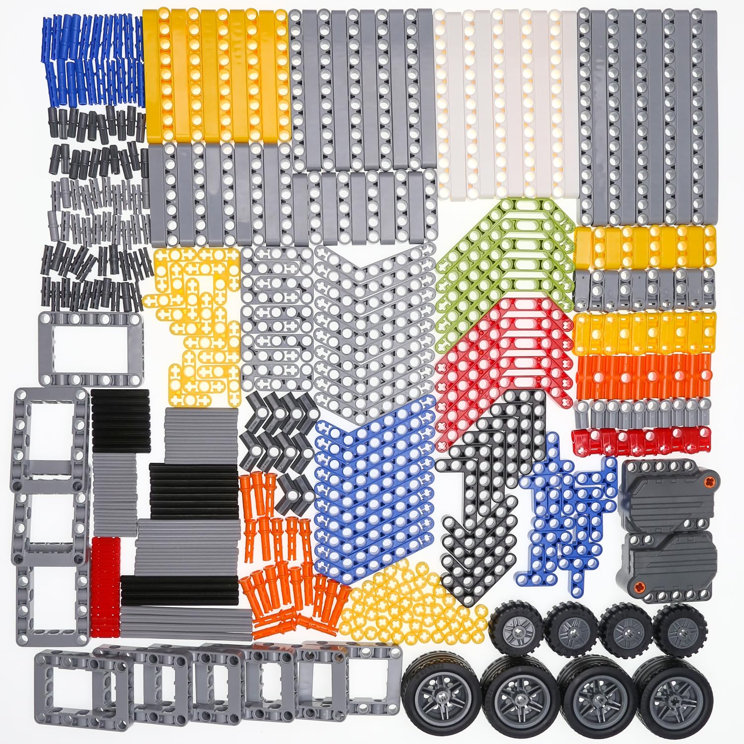 

Zylopa 413Pcs Technic Beam Axle Kit Compatible with Major Brands Technic Pieces Pull Black Motor Pins Lift Arm Axle Panel Car Beam,